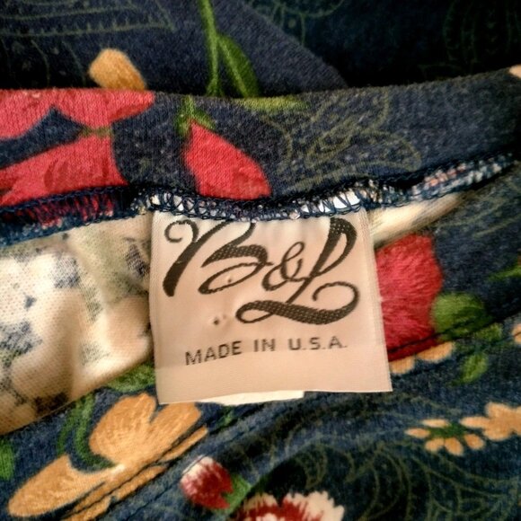 Vintage Large Skirt And Shirt Knit Outfit Set Blue Floral Cottagecore Soft USA - Picture 14 of 16